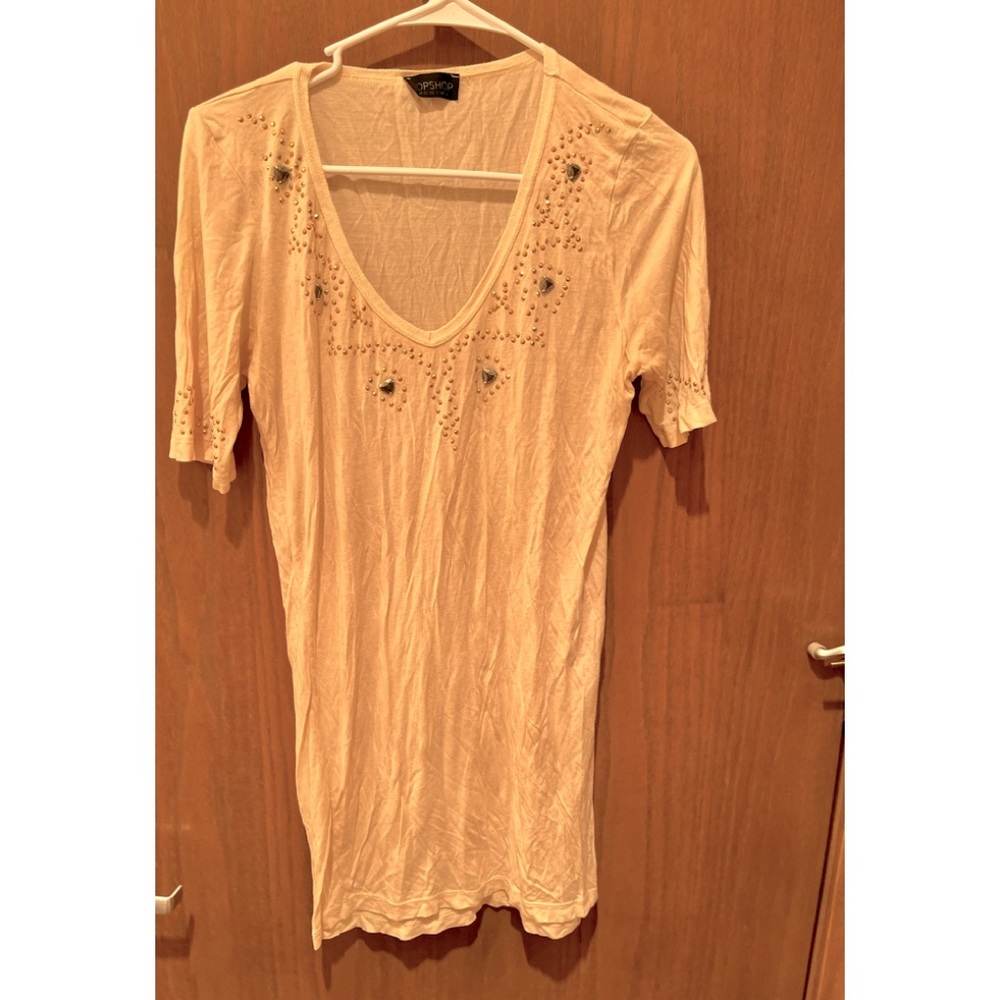 Top shop cream V neck top with vintage looking embellishments. Size 10/42 EU